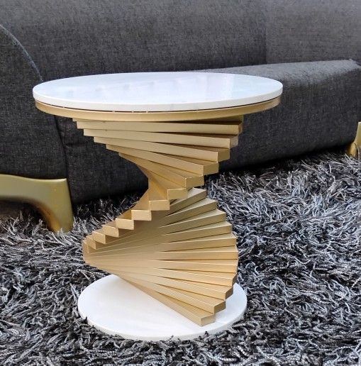 PRICE REDUCED- $125- Modern Marble End/Coffee Table-22" High & 22" Diameter