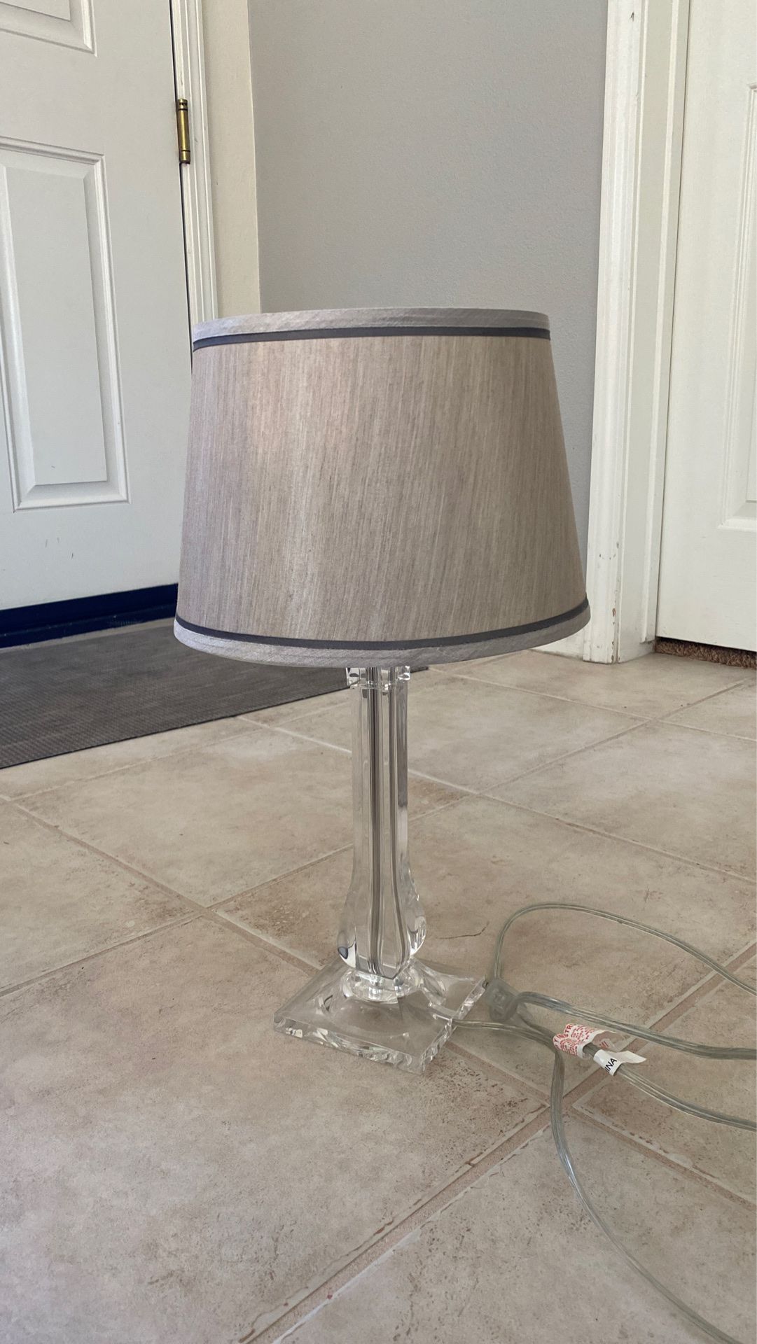 Clear silver gray table modern lamp