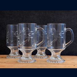 Princess House 4 Crystal Mugs Vintage