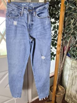 Old Navy high rise blue jeans with distressed