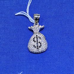 10kt YG Small Money Bag Pendant With Clear Stones. (C-2) ASK FOR RYAN. #00(contact info removed)