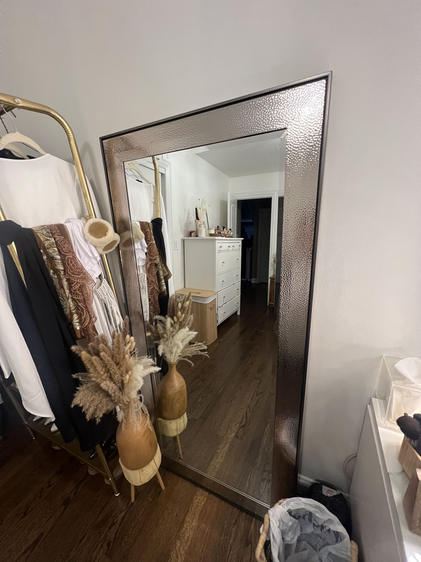 Large Textured Full-Length Mirror — Elegant & Modern