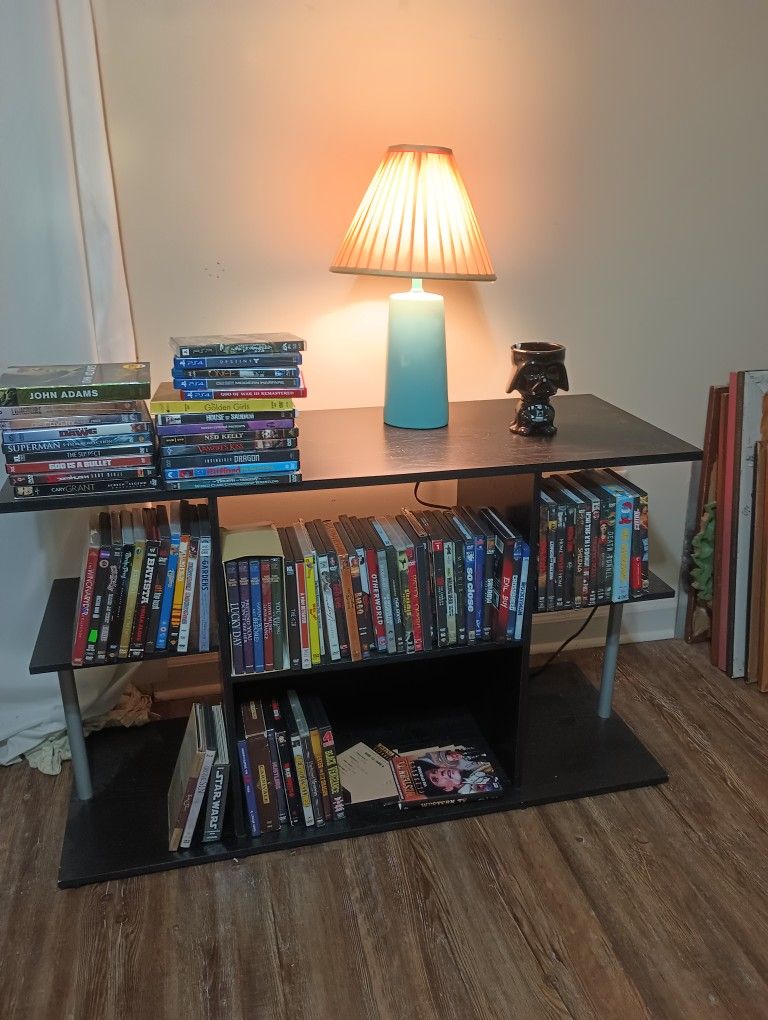 TV Stand With 80 DVD's Blu Rays And PS4 Video Games