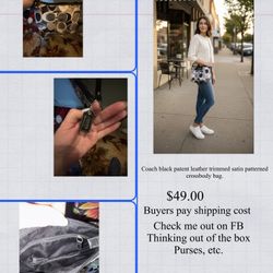 Coach Crossbody Bag with A Black Grey and Tan Abstract C Pattern Excellent Cond