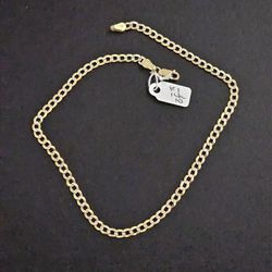 14k Gold Two Tone Anklet 10 Inch