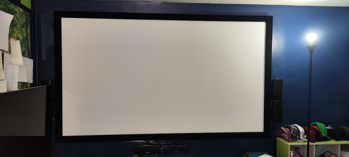 92" inch white projector screen aluminum frames and cloth.