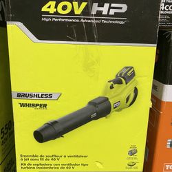 NEW IN BOX RYOBI 40V HP Brushless Whisper Series 160 MPH 650 CFM Cordless Battery Leaf Blower with 6.0 Ah Battery and Charger