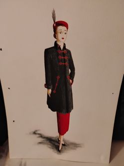 Vintage fashion sketch watercolor