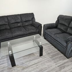 Charcoal Sofa And Loveseat