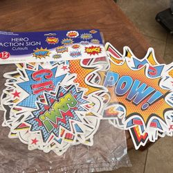Birthday Party Decor Action Hero Signs 