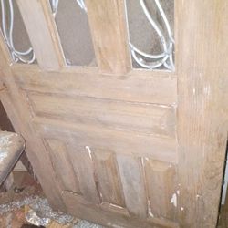 Antique Leaded Glass Door And Panel, Great Condition, No Damage