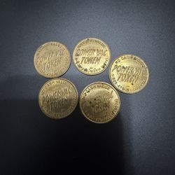 Lot of 5 Vintage Prime Shine Express Car Wash Tokens Modesto CA Brass Obsolete