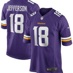 New! Men's Minnesota Vikings Justin Jefferson Purple Player Game Jersey XL