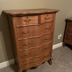 Highboy Dresser - 6 Drawers Solid Wood Antique Old Style