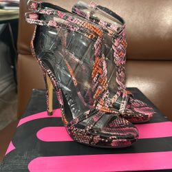 New Size 5 Pink Snake Heels 