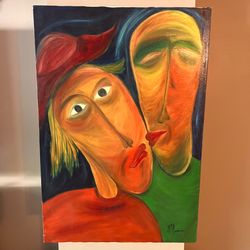 Hermann Moscoso Large Abstract Painting 38x29 Canvas Signed Original Artwork