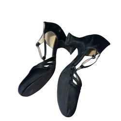 Ellie Shoes 254 “Lucille” Black Satin T‑Strap Dress Pumps – Women’s Size 10