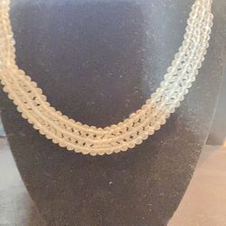 Beautiful Clear Beaded 3 Layer Adjustable Chocker Necklace/ Can Be Worn Dressy Or For A Night Out!  