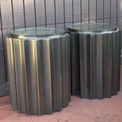 Fluted Column Metal End Tables 