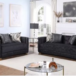 Glam Black 2 Pc Living Room Set