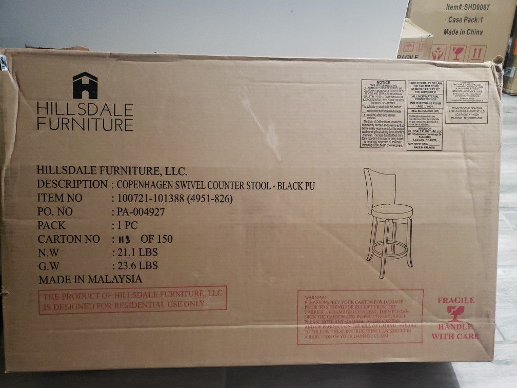Copenhagen Swivel Counter Stool- Black