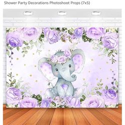 Avezano Purple Elephant Baby Shower Backdrop Lavender Floral Little Elephant Baby Shower Background Girl Elephant Baby Shower Party Decorations Photos