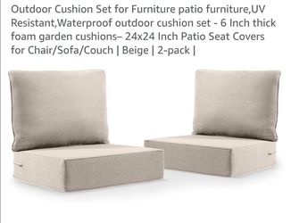 2 Pack Set Outdoor Deep seated Patio Cushions