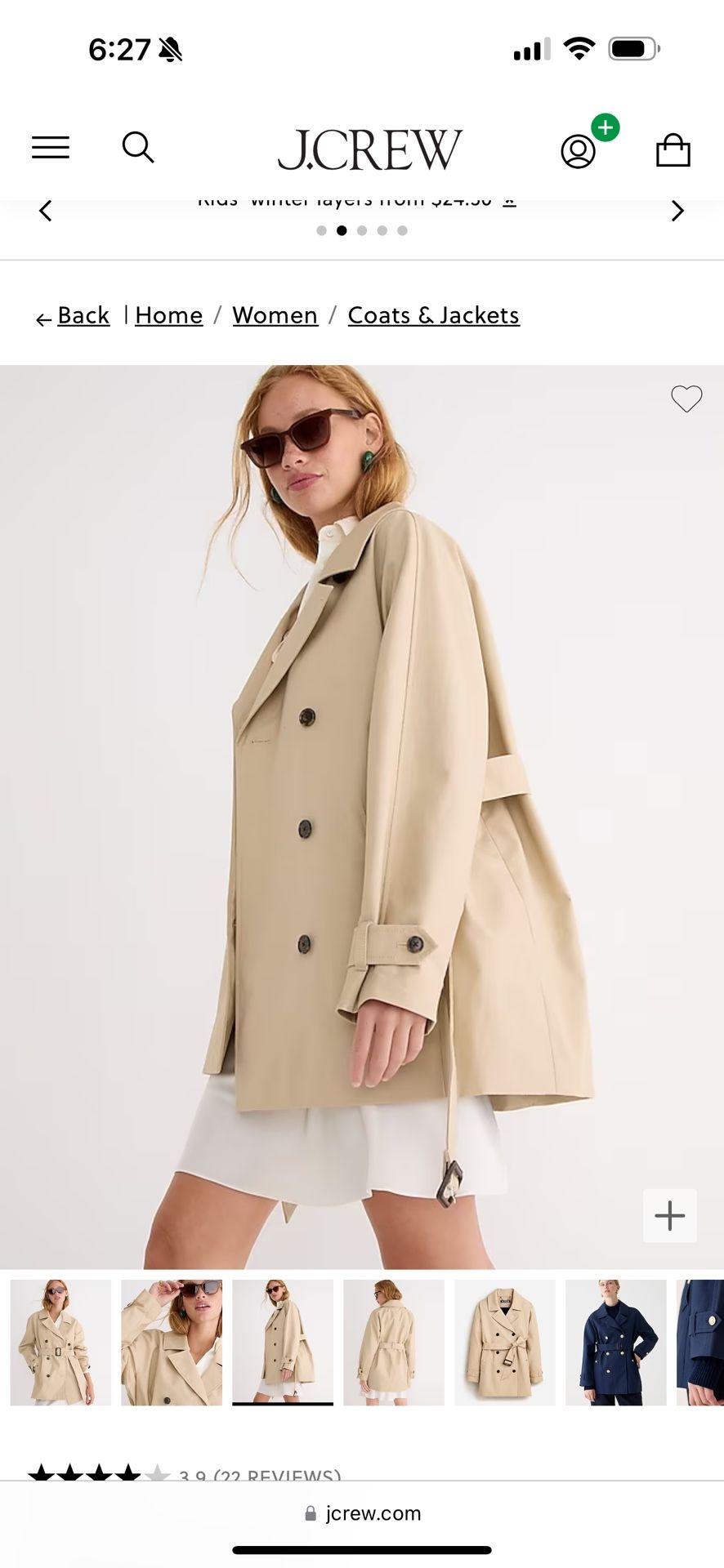 J Crew Short Trench Coat