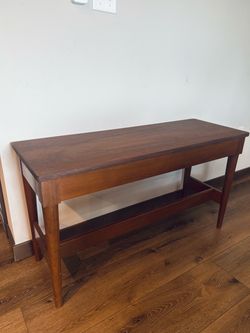 Mid-Century Modernr Walnut Bench with Storage