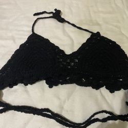 Crochet Black Halter Top