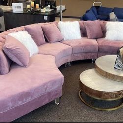 New Large Velvet Sectional (pink,black,blue)