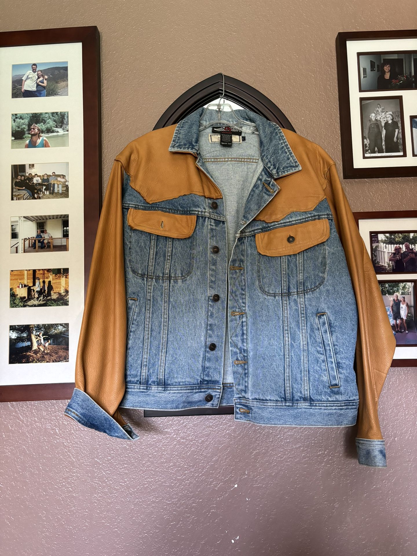 #34 Ondie custom Denim Jean Jacket With Deerskin Leather