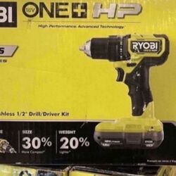 RYOBI ONE HP 18V Brushless Cordless Compact 1 2 in. Drill Driver Kit with 2 1.5 Ah Batteries Charger and Bag .PSBDD01k for Sale in Las Vegas NV
