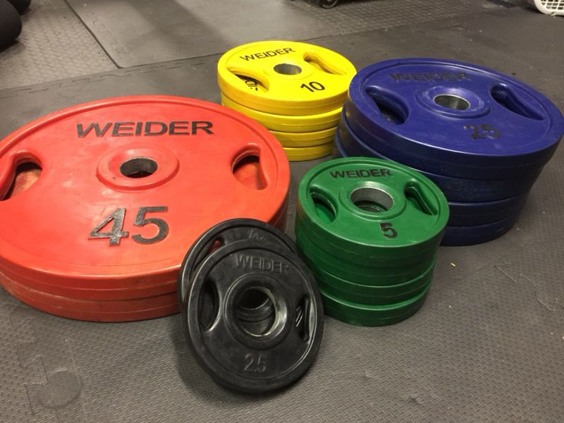 Weider Rubber Coated Weights / Color Coded Olympic Plates