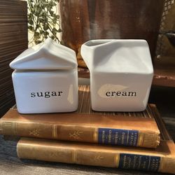 Ceramic Crate And Barrel Cream And Sugar Set