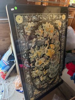 Large Asian Lacquer Panel with Mother of Pearl Inlay