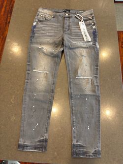 Purple Brand Distressed Gray Denim Jeans