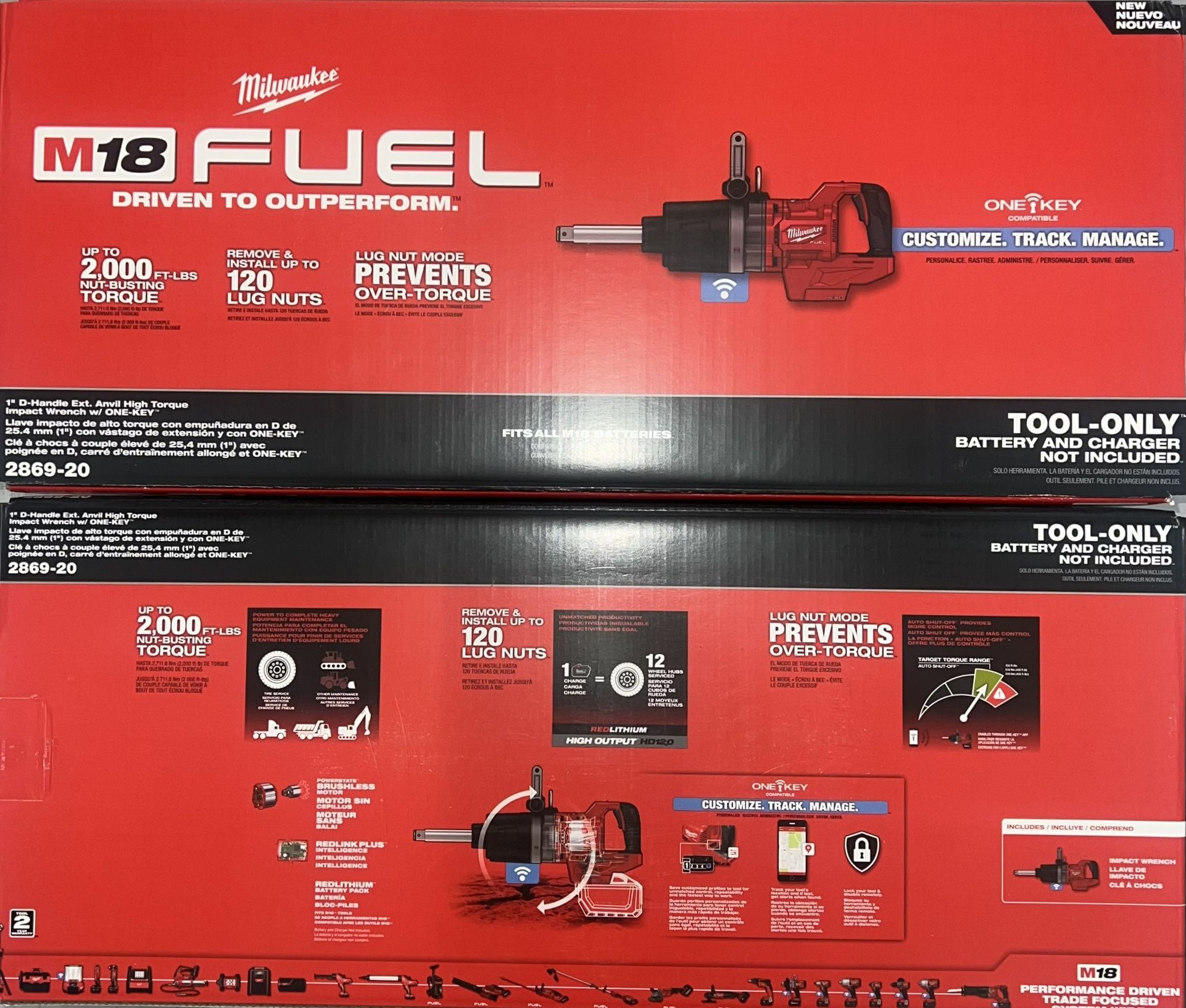 Milwaukee M18 Fuel 1” D-Handle Ext. Anvil High Torque Impact. Tool Only. Model #2869-20