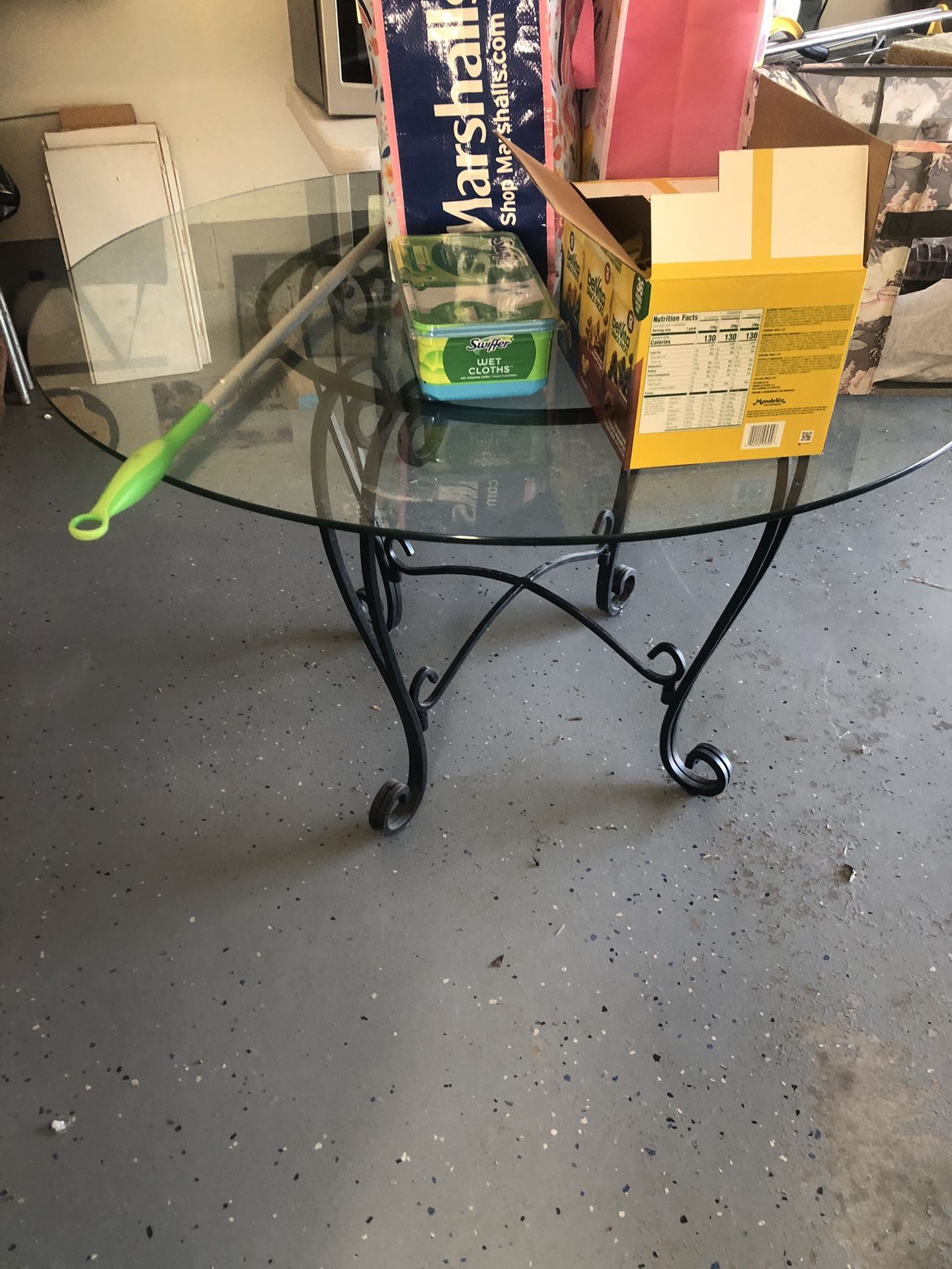Dining Room Table.  Metal Frame With Glass Top
