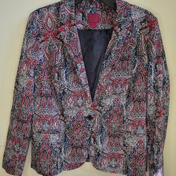 212 Collection Women's Colorful Paisley Blazer . Bundle 3 Items Or More Get 10% Discount 