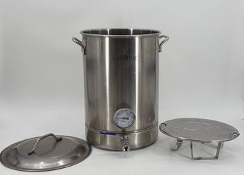 GasOne Stainless Steel Brew Kettle with Ball Valve & Thermometer