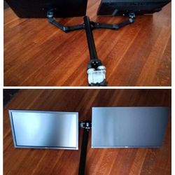 2 Monitos With Dual Arm - 1-Dell 24"  / 1-AOC 27"  Cables Included  Pricing For All