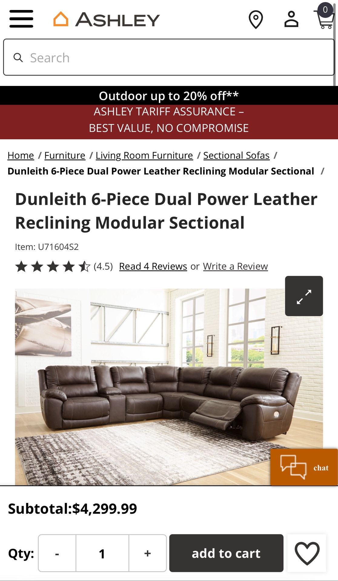 Dunleith 6-Piece Dual Power Leather Reclining