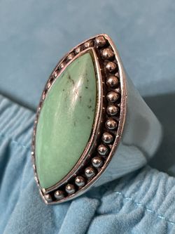 Large, genuine, green turquoise ring with sterling silver