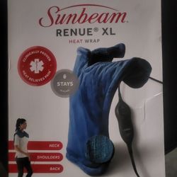 Sunbeam Heating Pad for Neck & Shoulder Pain Relief, XL Renue, 4 Heat Settings with Auto-Off, Blue, 25-Inch x 25-Inch, Sapphire