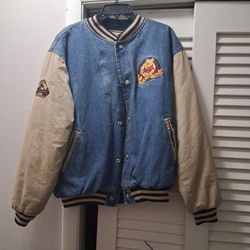 Vintage 90's Winnie the Pooh Denim Varsity Jacket  (Unisex)