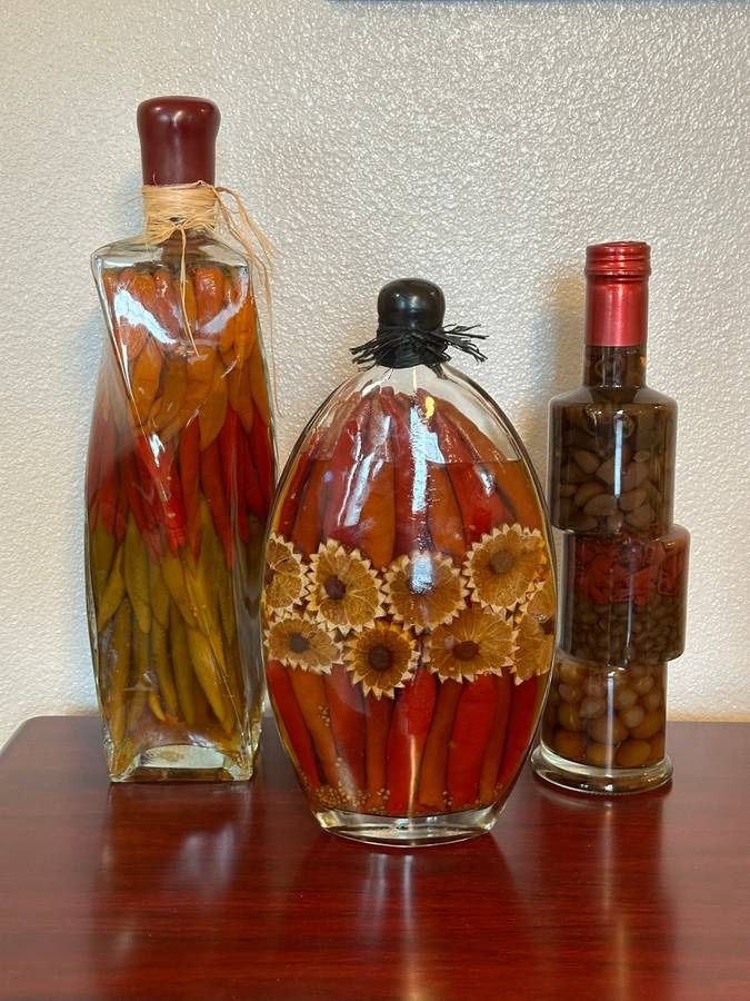 Vintage Decorative Vinegar Bottles (3)