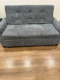 Grey Tufted Fabric Sleeper Sofa