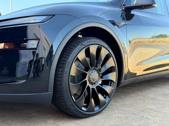 NEW 21" Tesla Model Y Performance Style Wheels Satin Black Staggered 21x9.5 21x10.5 5x114.3 FALKEN