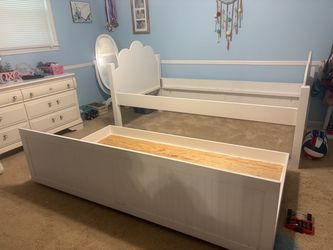 Kids twin trundle bed and bookcase